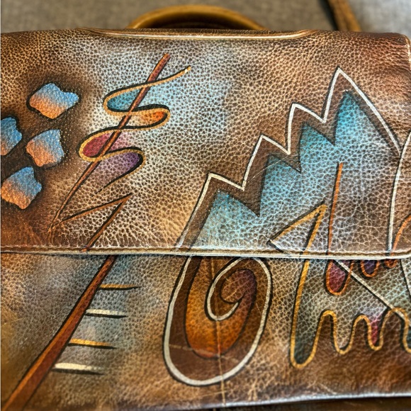 SOVA‎ Hand-painted Leather Crossbody Purse Abstract - Picture 2 of 10